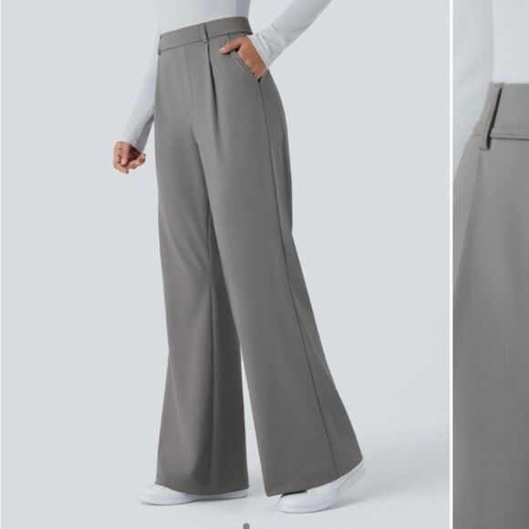 Halara Flex DayStretch High Waisted Pocket Straight Leg Work Pant Gray XL Petite - Picture 3 of 12